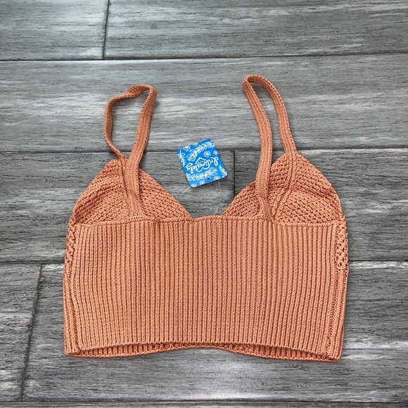 Free People You Wanna Brami Crop Top Sugar Almond Crochet Sz Large - Picture 3 of 7